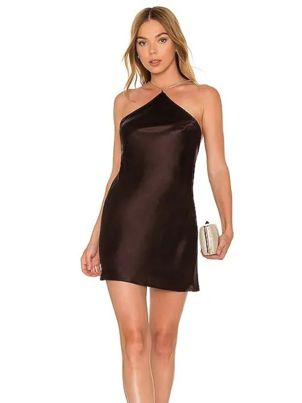 Amanda Uprichard X Claudia X Back Chain Dress in Dark Brown